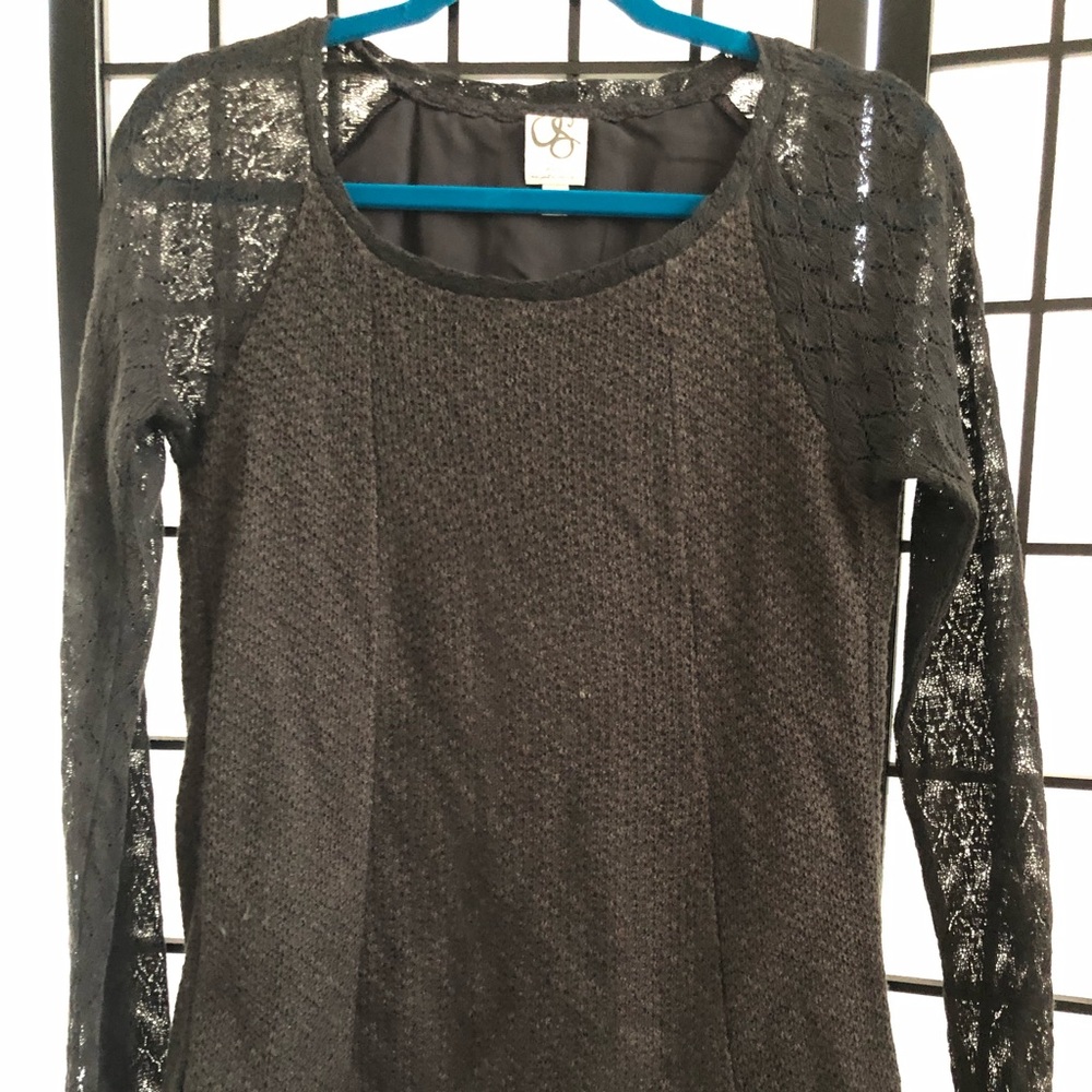Anthropologie One September grey lacy sweater